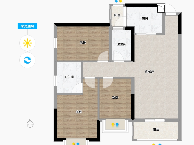 广西壮族自治区-南宁市-汉军冠江台-77.22-户型库-采光通风