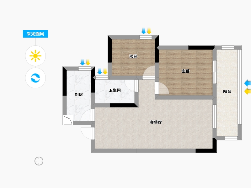 广西壮族自治区-南宁市-南宁九宸府-58.61-户型库-采光通风