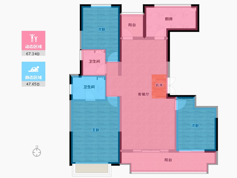 陕西省-西安市-合创君悦府-102.84-户型库-动静分区