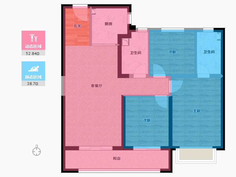 陕西省-西安市-中天宸悦-81.23-户型库-动静分区