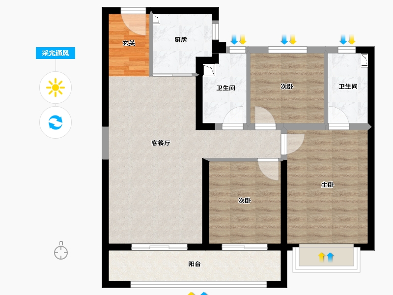 陕西省-西安市-中天宸悦-81.23-户型库-采光通风