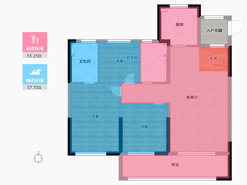 陕西省-西安市-合创君悦府-86.23-户型库-动静分区