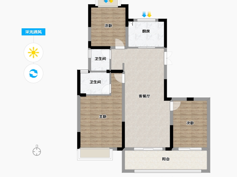 江苏省-无锡市-中央华府-98.03-户型库-采光通风