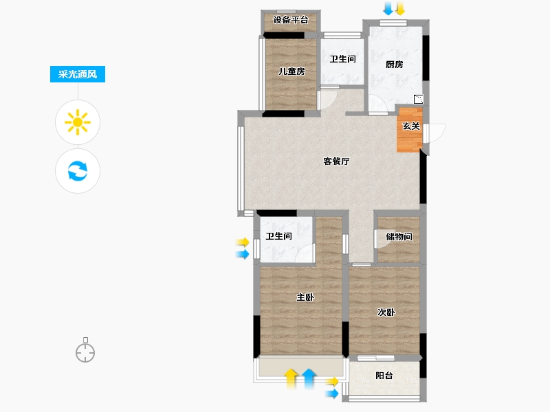 浙江省-杭州市-久尚云筑-80.80-户型库-采光通风