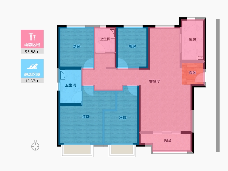 陕西省-西安市-当代境MOMΛ-92.80-户型库-动静分区