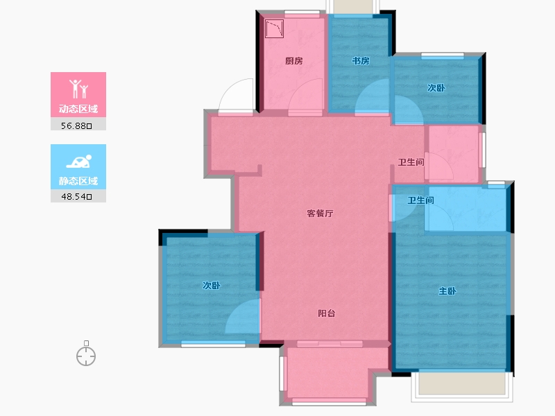 浙江省-绍兴市-新城棠樾-94.68-户型库-动静分区