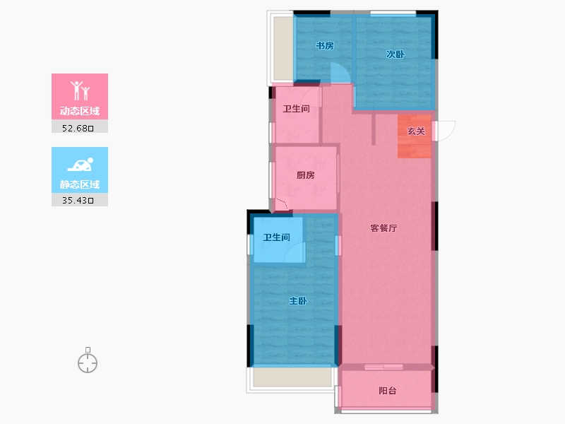 浙江省-杭州市-久尚云筑-78.40-户型库-动静分区