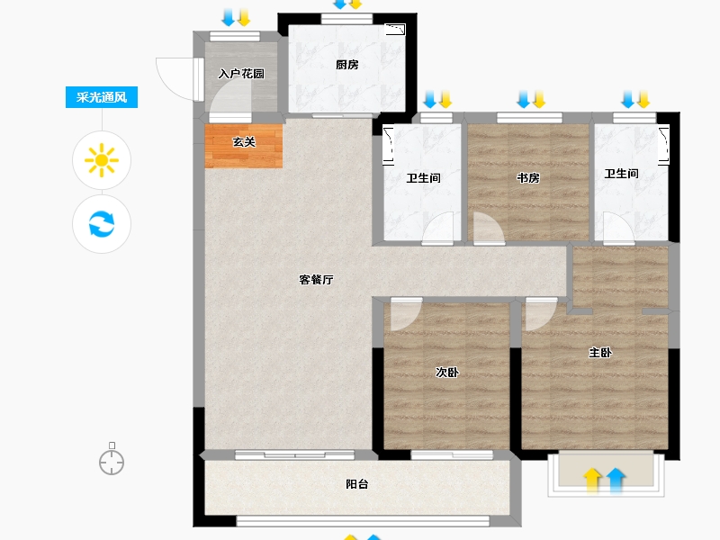 陕西省-西安市-合创君悦府-95.00-户型库-采光通风