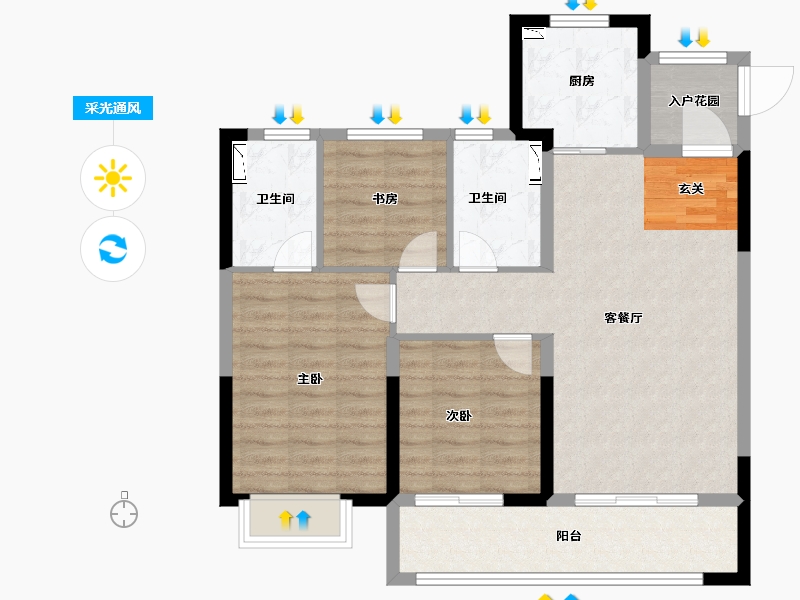 陕西省-西安市-合创君悦府-87.00-户型库-采光通风