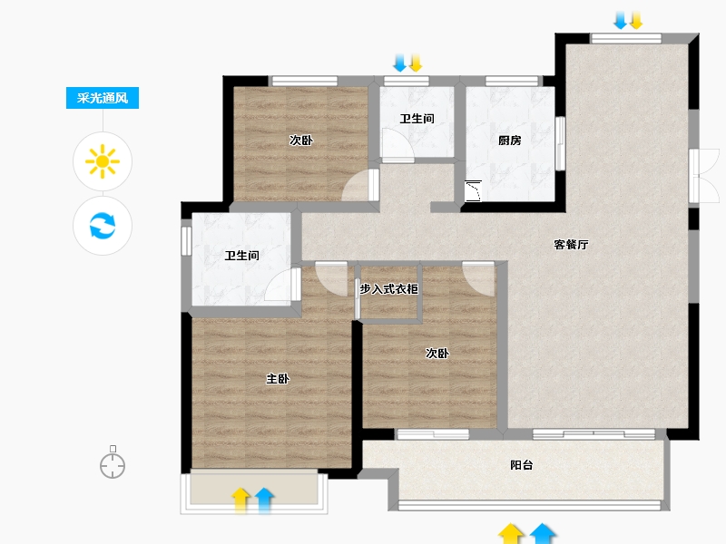 浙江省-嘉兴市-海盐吾悦广场-102.40-户型库-采光通风