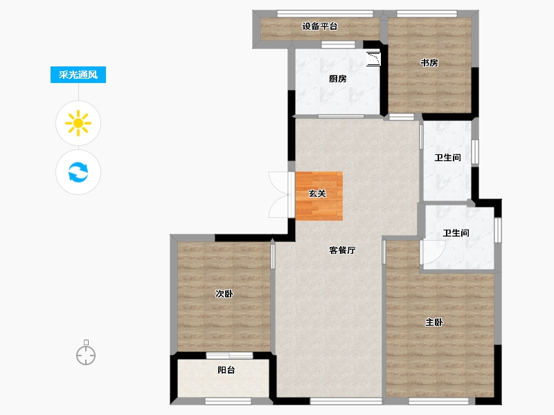 浙江省-杭州市-滨江金地御品-95.20-户型库-采光通风