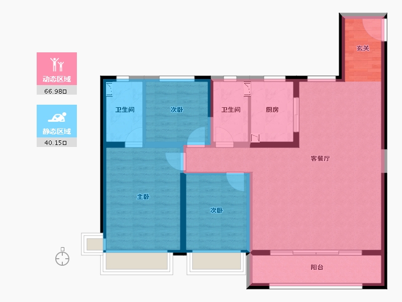 陕西省-西安市-中天宸悦-95.88-户型库-动静分区