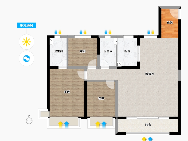 陕西省-西安市-中天宸悦-95.88-户型库-采光通风