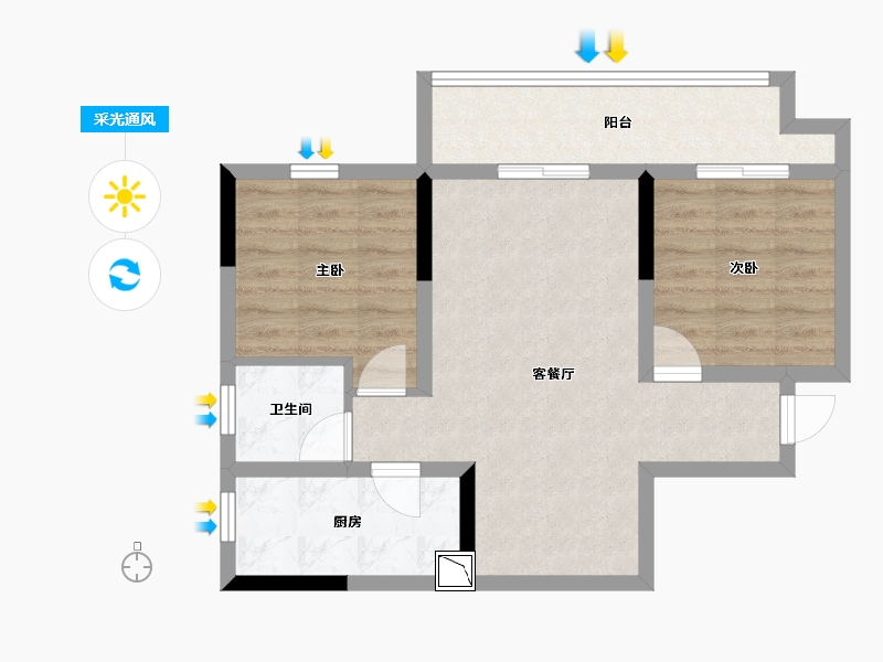重庆-重庆市-通和睿庭-60.63-户型库-采光通风