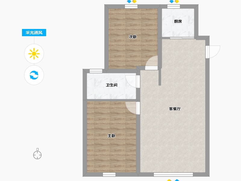 内蒙古自治区-包头市-建华左岸中心-65.08-户型库-采光通风