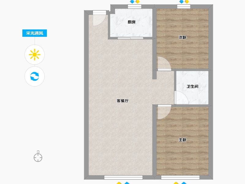 内蒙古自治区-包头市-建华左岸中心-65.61-户型库-采光通风