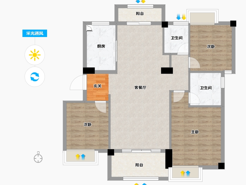 江西省-九江市-水墨江南-94.00-户型库-采光通风