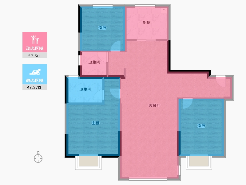 山东省-济南市-碧桂园凤凰源著-90.85-户型库-动静分区