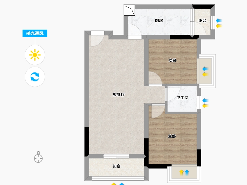 重庆-重庆市-通和睿庭-54.48-户型库-采光通风