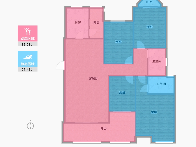 四川省-成都市-西班牙森林-135.73-户型库-动静分区