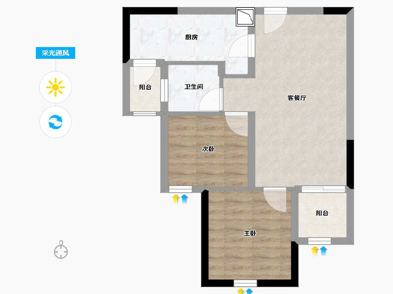 重庆-重庆市-通和睿庭-50.64-户型库-采光通风