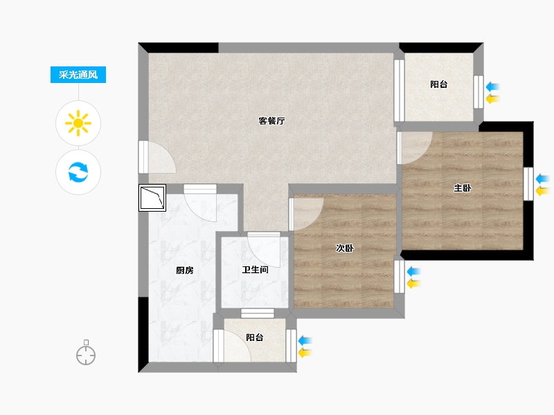 重庆-重庆市-通和睿庭-50.36-户型库-采光通风