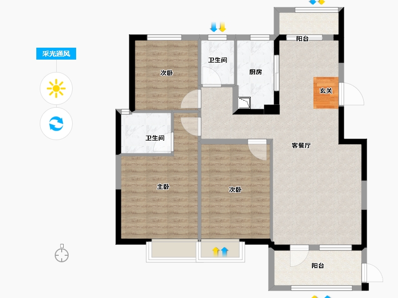 江西省-九江市-水墨江南-103.00-户型库-采光通风