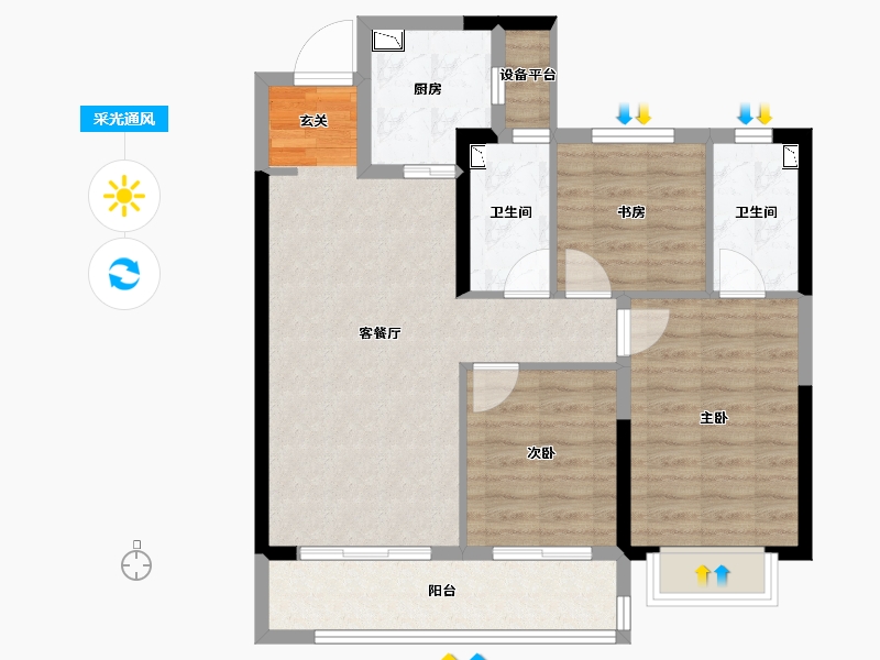 江西省-南昌市-洪大新力合悦滨江-82.00-户型库-采光通风