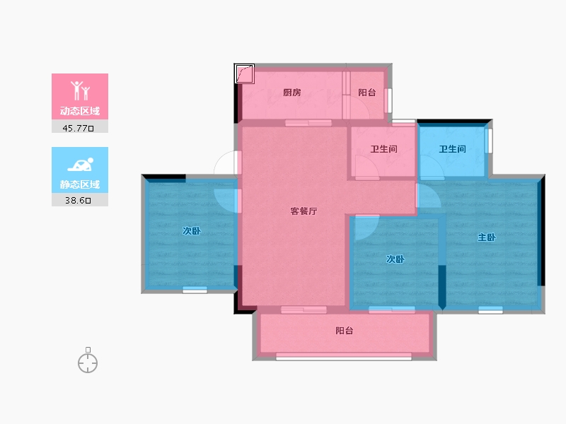 重庆-重庆市-昕晖・麓台熙著-74.59-户型库-动静分区