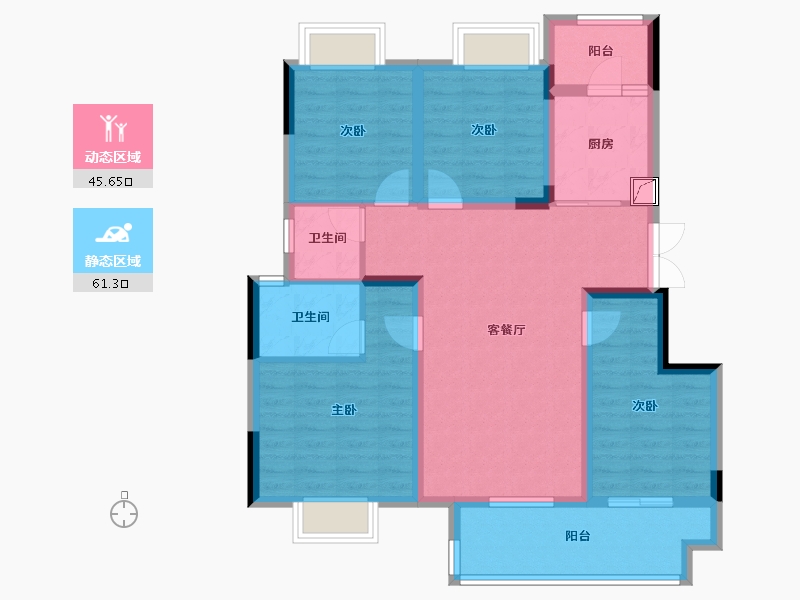 重庆-重庆市-溪山�h-94.89-户型库-动静分区