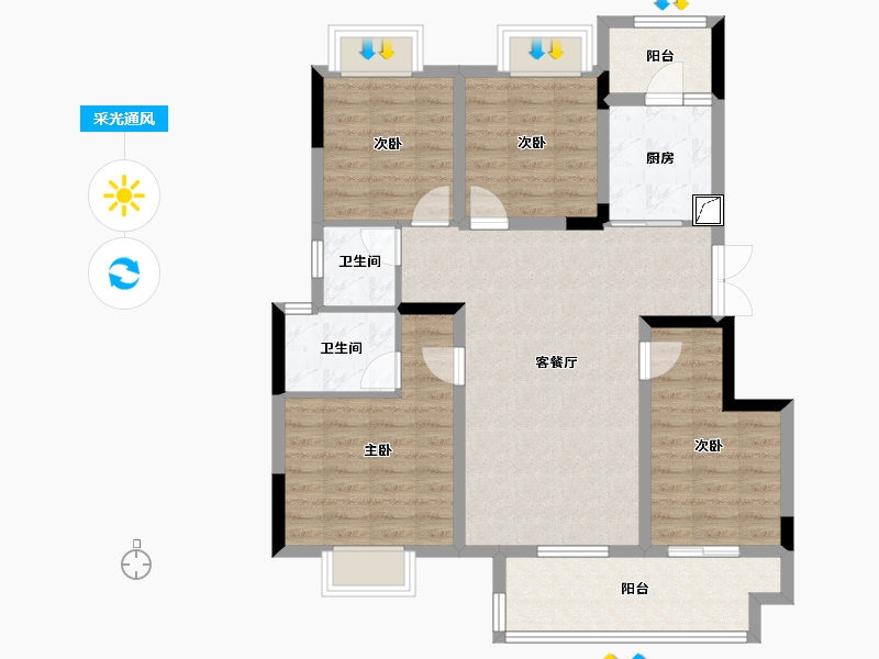 重庆-重庆市-溪山�h-94.89-户型库-采光通风