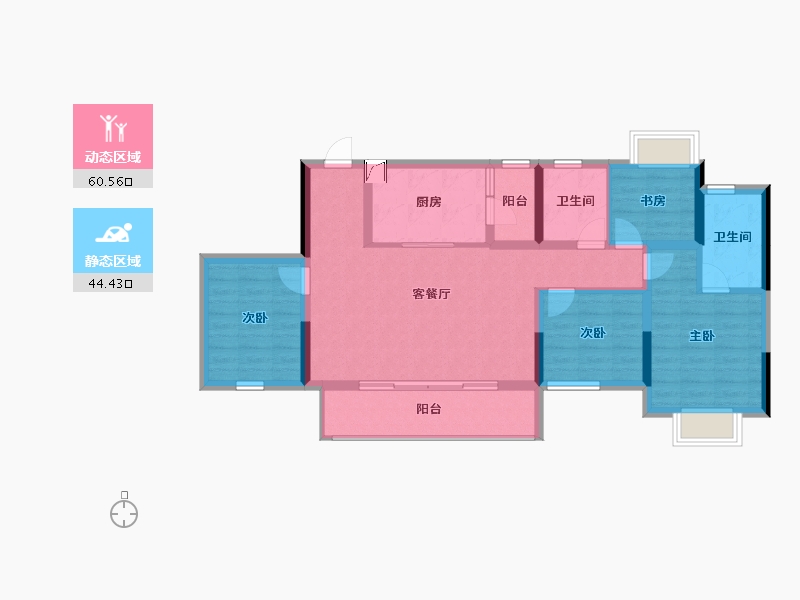 重庆-重庆市-葛洲坝・御湖�m园-93.38-户型库-动静分区