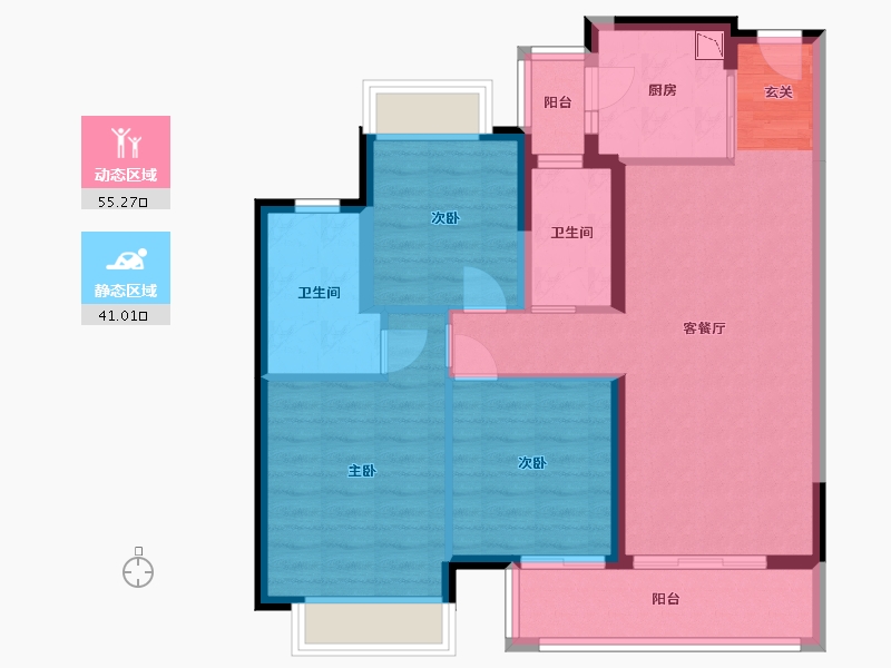 云南省-昆明市-鹏欣漫城都荟-85.77-户型库-动静分区