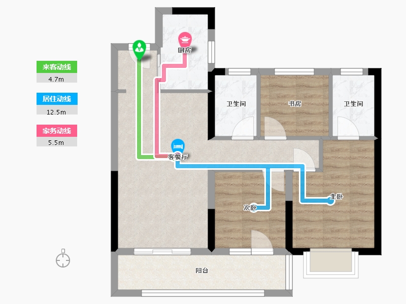 湖北省-荆州市-金辉楚樾云著-68.01-户型库-动静线