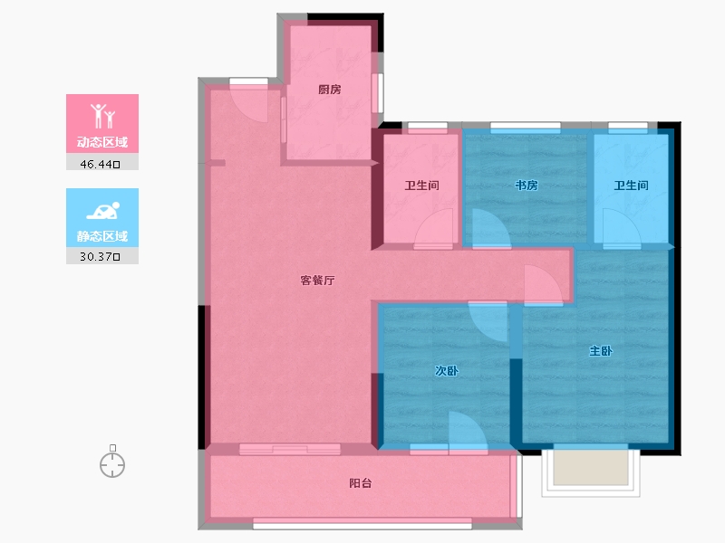 湖北省-荆州市-金辉楚樾云著-68.01-户型库-动静分区