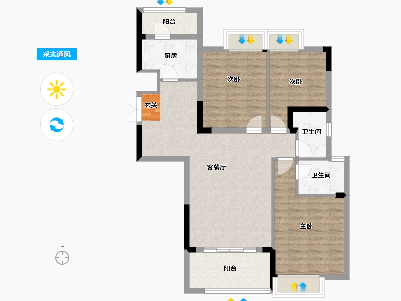 江西省-九江市-水墨江南-86.00-户型库-采光通风