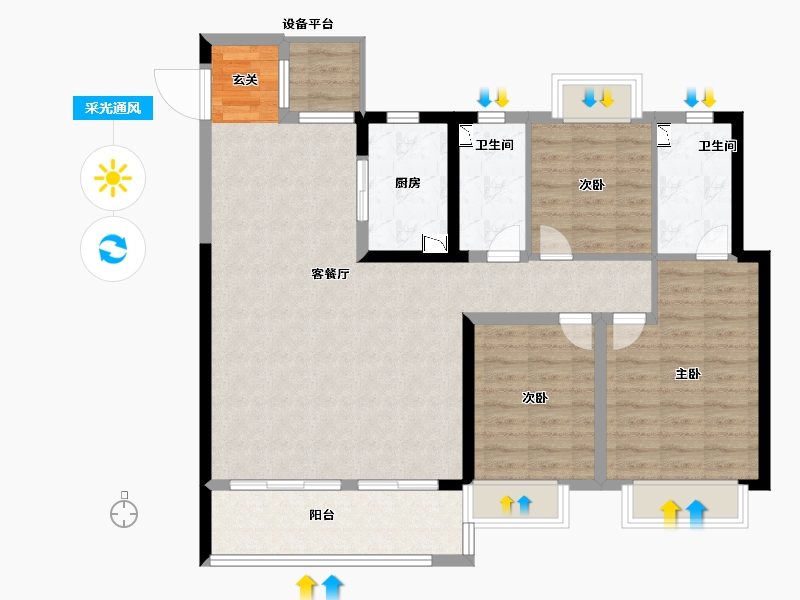 江西省-南昌市-洪大新力合悦滨江-102.00-户型库-采光通风