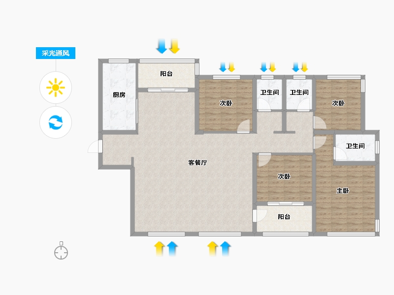 湖南省-怀化市-金为潇湘锦城-142.61-户型库-采光通风