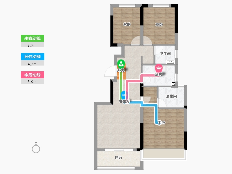 浙江省-杭州市-大运桥西府-75.33-户型库-动静线