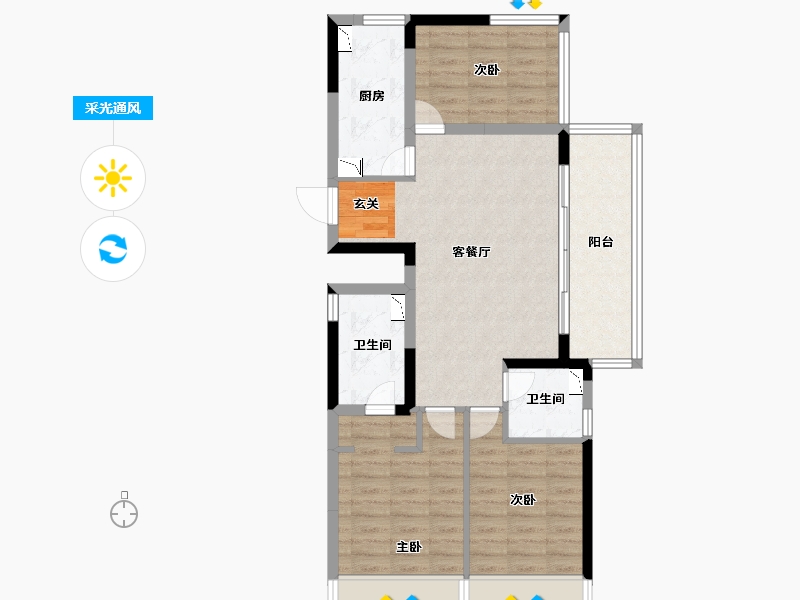 浙江省-杭州市-中旅归锦府-80.15-户型库-采光通风