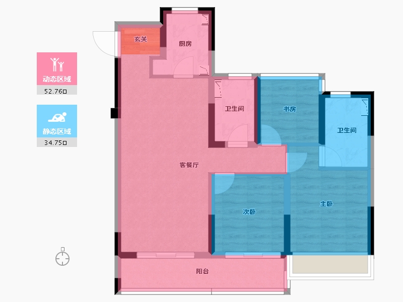 浙江省-杭州市-中旅归锦府-76.91-户型库-动静分区