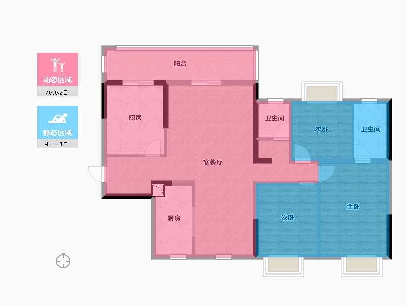 广西壮族自治区-南宁市-东鼎雍和府-105.39-户型库-动静分区