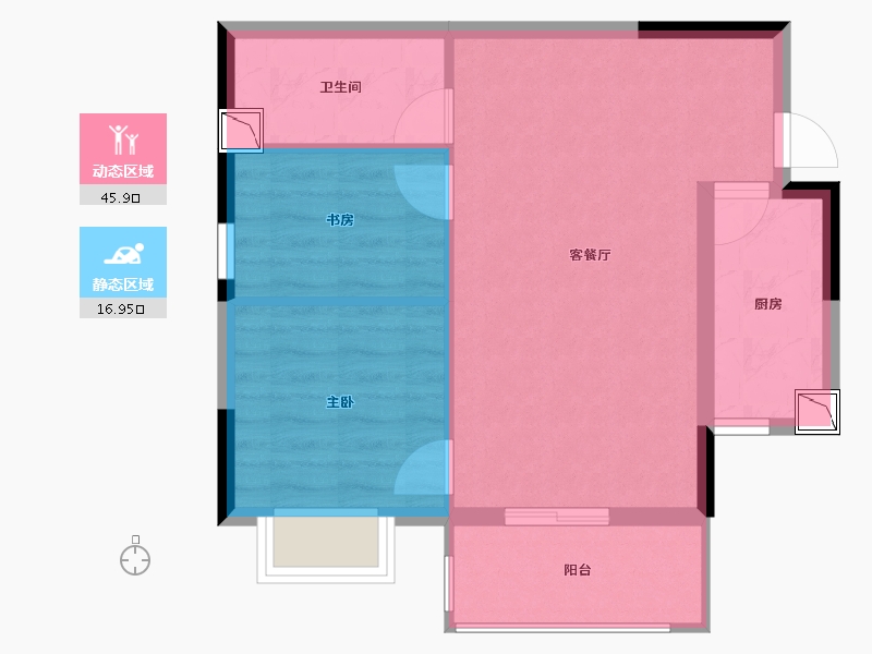 广西壮族自治区-南宁市-汉军冠江台-56.41-户型库-动静分区