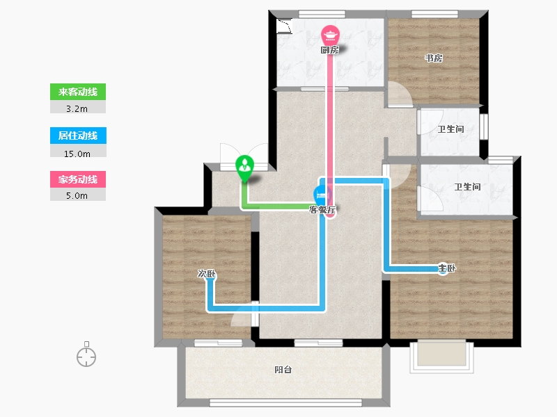 陕西省-咸阳市-紫薇・万科大都会-92.65-户型库-动静线