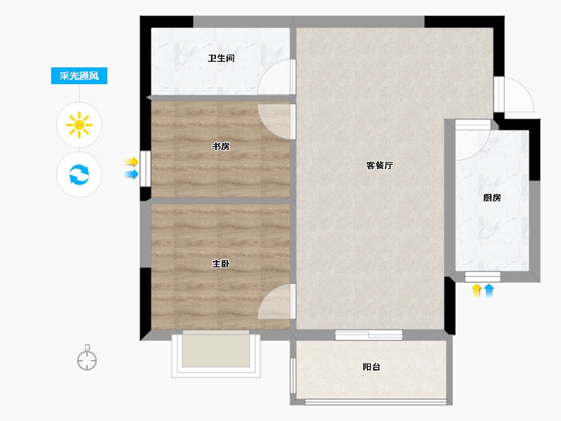 广西壮族自治区-南宁市-汉军冠江台-55.79-户型库-采光通风