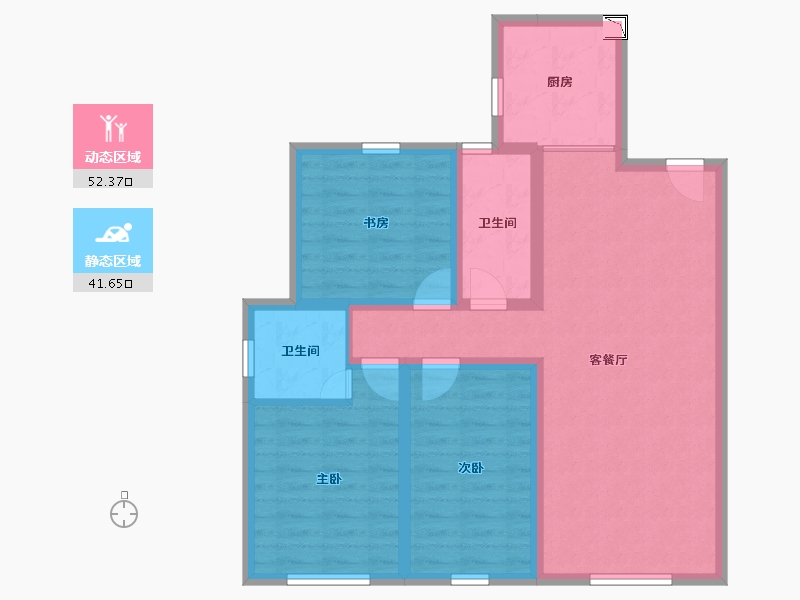 内蒙古自治区-包头市-建华左岸中心-83.41-户型库-动静分区