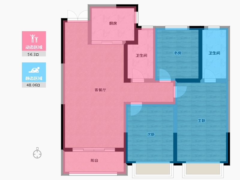 山东省-菏泽市-中达尚城一品-92.80-户型库-动静分区