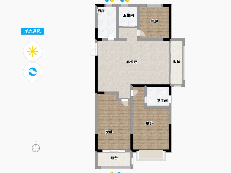 山东省-菏泽市-中达尚城一品-102.39-户型库-采光通风