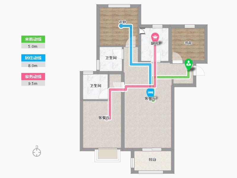 陕西省-咸阳市-紫薇・万科大都会-74.39-户型库-动静线