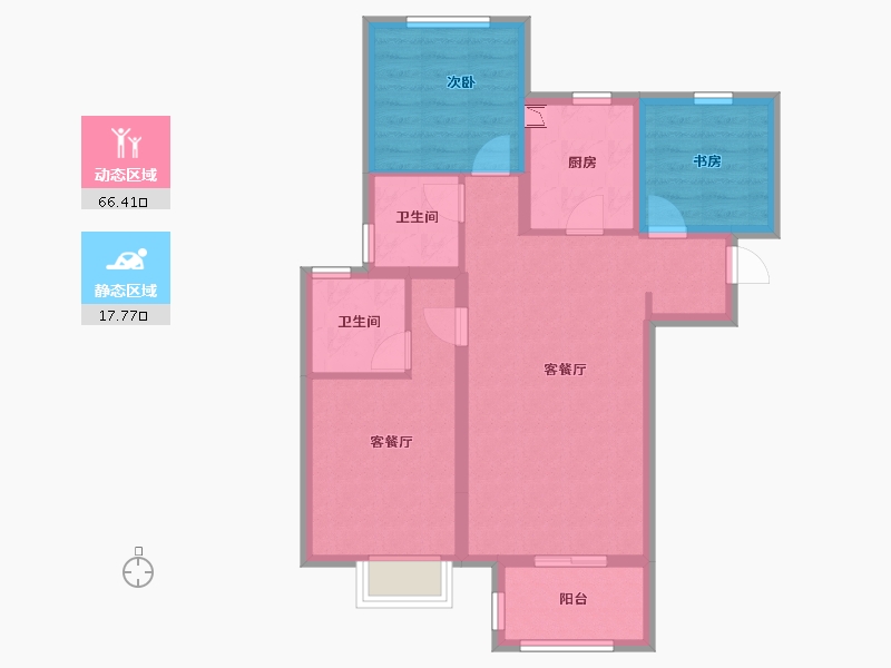 陕西省-咸阳市-紫薇・万科大都会-74.39-户型库-动静分区